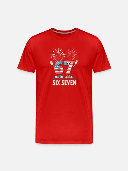 US Flag 67 Memes Six Seven - Men's Premium Organic T-Shirt - red