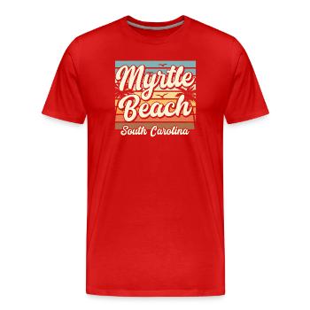 Myrtle Beach, South Carolina Retro-Sonnenuntergangsurlaub - Männer Premium Bio T-Shirt - Rot - Vorne - Damien (186cm)