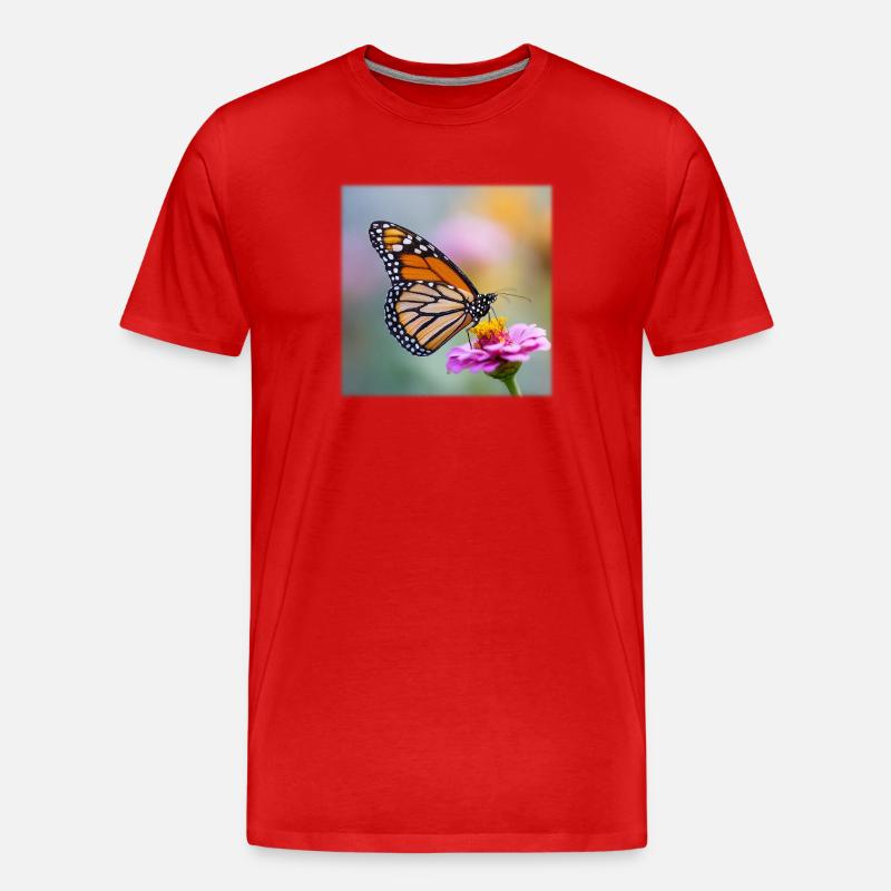 Monarchfalter auf Verbene Makro - Männer Premium Bio T-Shirt - Rot
