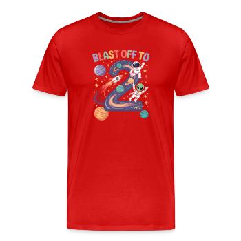 Abflug ins Weltall 2. Geburtstag Kindergeburtstag - Männer Premium Bio T-Shirt - Rot - Vorne - Damien (186cm)