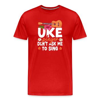 Hawaiian Ukulele Uke Uke Player - Men's Premium Organic T-Shirt - red - Front - Damien (186cm)