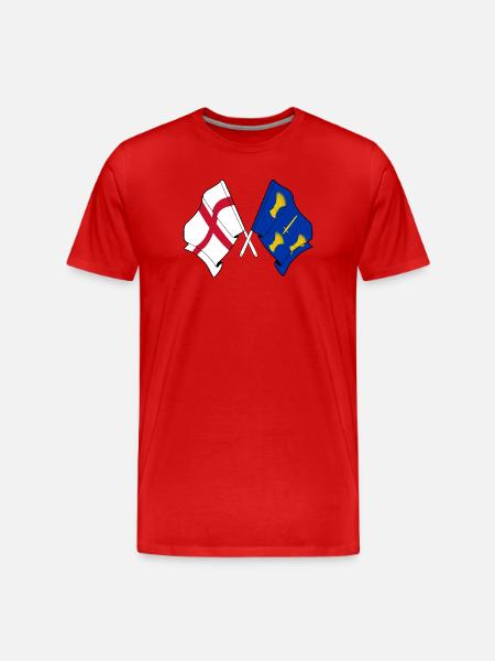 Cheshire & England Crossed Flags - Men's Premium Organic T-Shirt - red