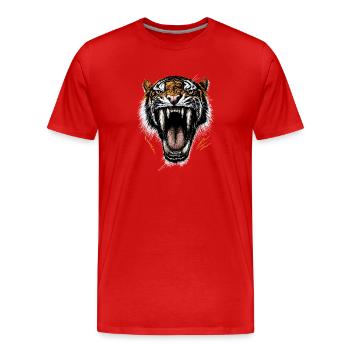 Saber-toothed tiger Smilodon Big cat Sabertooth tiger - Men's Premium Organic T-Shirt - red - Front - Damien (186cm)