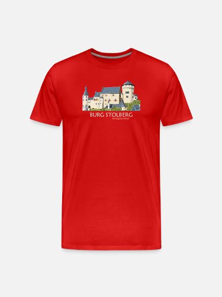 Stolberg Castle Illustration Hand Drawing - Men's Premium Organic T-Shirt - red