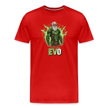 Évo Darwin Vert Héros - T-shirt bio Premium Homme - rouge - Devant - Damien (186cm)
