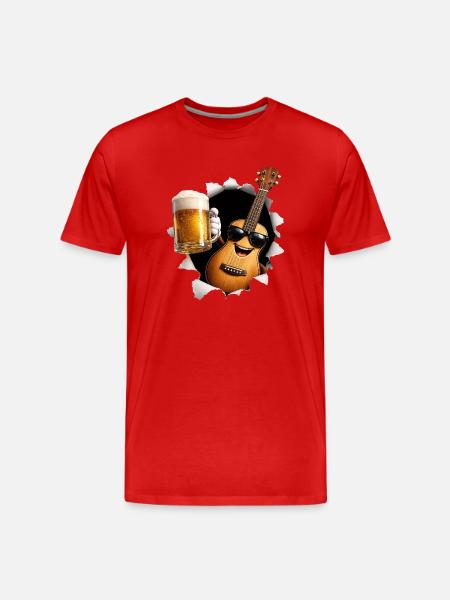 Ukulele Bier - Männer Premium Bio T-Shirt - Rot