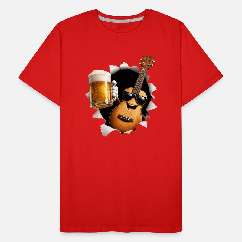 Bière au ukulélé T-shirt bio Premium Homme