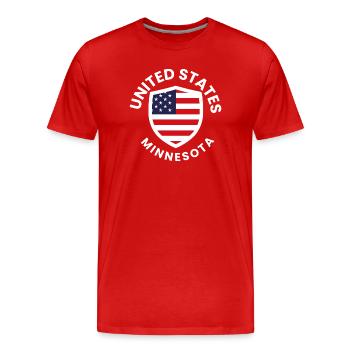 Patriotic USA Minnesota Shield Design - Men's Premium Organic T-Shirt - red - Front - Damien (186cm)