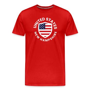 Wappen von New Hampshire mit amerikanischer Flagge - Männer Premium Bio T-Shirt - Rot - Vorne - Damien (186cm)