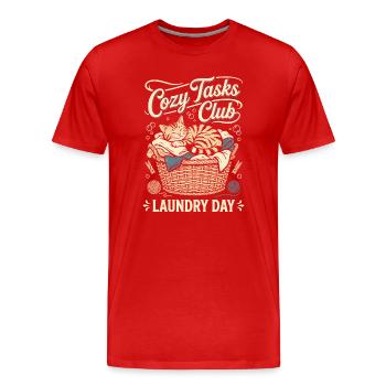 Cuddly kitten in the laundry basket - Men's Premium Organic T-Shirt - red - Front - Damien (186cm)