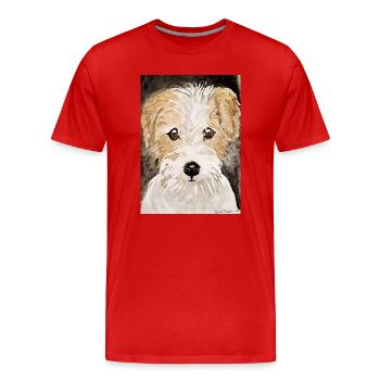 Chiot terrier, - T-shirt bio Premium Homme - rouge - Devant - Damien (186cm)