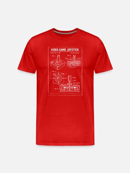 Retro Joystick Blueprint - Men's Premium Organic T-Shirt - red
