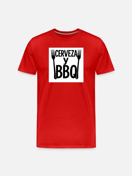 Digital Design "Beer & BBQ" - Men's Premium Organic T-Shirt - red