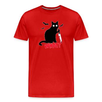 Couteau de sang de chat de minuit QUEL drôle - T-shirt bio Premium Homme - rouge - Devant - Damien (186cm)