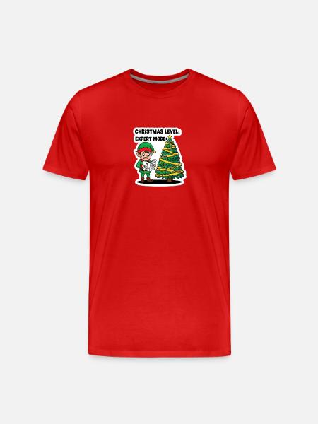 Christmas Level Expert Mode Elf - Men's Premium Organic T-Shirt - red