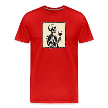 Skelett mit Weinglas - Männer Premium Bio T-Shirt - Rot - Vorne - Damien (186cm)