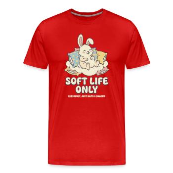 Lapin câlin sur un coussin nuageux - T-shirt bio Premium Homme - rouge - Devant - Damien (186cm)
