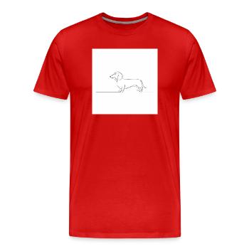 One-line dachshund illustration - Men's Premium Organic T-Shirt - red - Front - Damien (186cm)