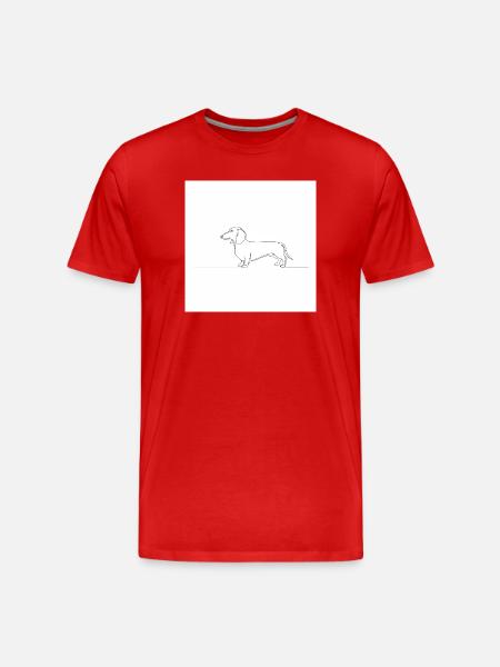 Einlinien-Dackel Illustration - Männer Premium Bio T-Shirt - Rot