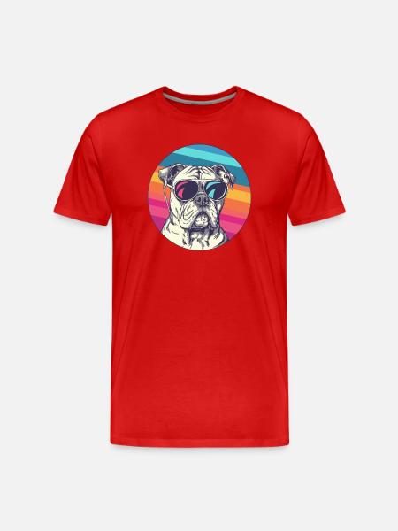 Rainbow Bulldog with Sunglasses - Men's Premium Organic T-Shirt - red