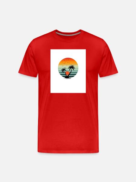 Sunset on palm island - Men's Premium Organic T-Shirt - red