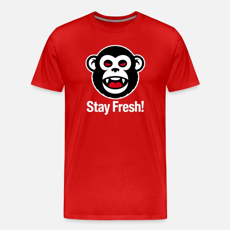 Cartoon-Affe Bleib frisch - Männer Premium Bio T-Shirt - Rot