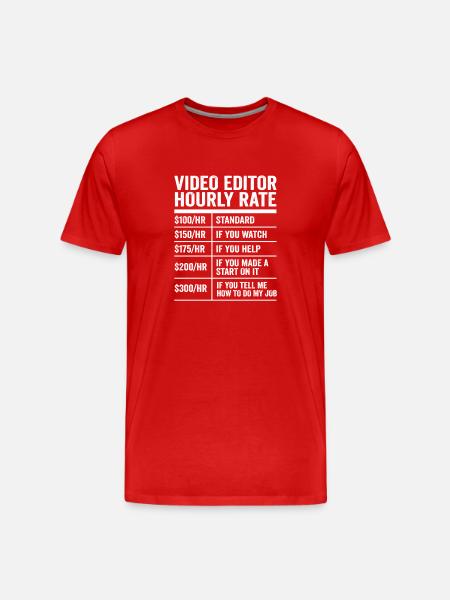 Videoeditor Stundensatz lustiger Videograf Geschenk - Männer Premium Bio T-Shirt - Rot
