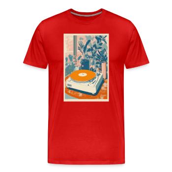 Retro-Vinyl-Gartenszene - Männer Premium Bio T-Shirt - Rot - Vorne - Damien (186cm)