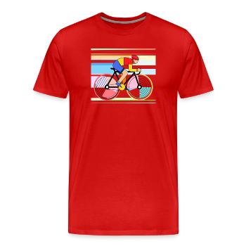 Icône cycliste colorée - T-shirt bio Premium Homme - rouge - Devant - Damien (186cm)
