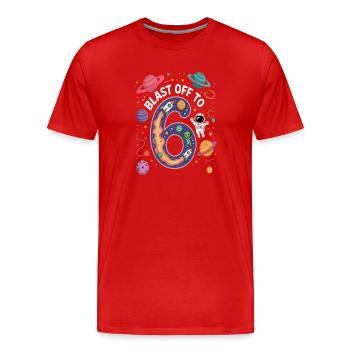 Abflug ins Weltall 6. Geburtstag Kindergeburtstag - Männer Premium Bio T-Shirt - Rot - Vorne - Damien (186cm)
