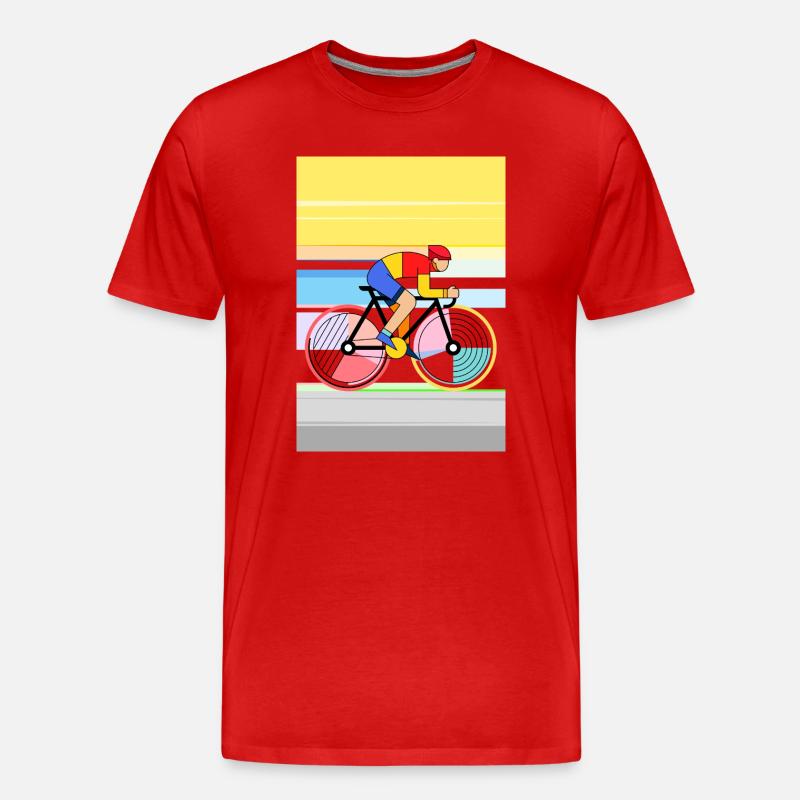 Geometrischer Radfahrer im Farbblockstil - Männer Premium Bio T-Shirt - Rot