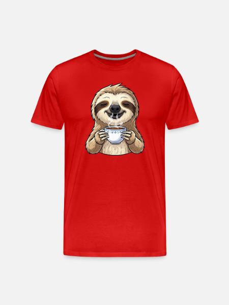 Cute Sloth Coffee Coffee Lover - Men's Premium Organic T-Shirt - red