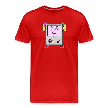 Game Girl – Retro Cartoon Console - Men's Premium Organic T-Shirt - red - Front - Damien (186cm)