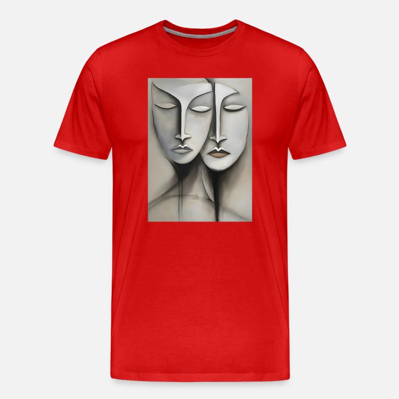 Gesichter, faces - Männer Premium Bio T-Shirt - Rot