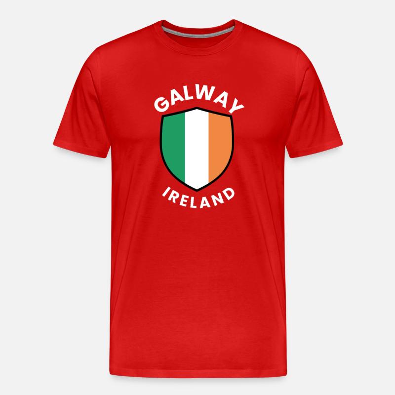 Galway-Schild mit irischer Flagge - Männer Premium Bio T-Shirt - Rot