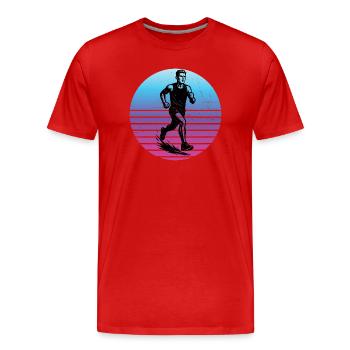 Characterful running design - Men's Premium Organic T-Shirt - red - Front - Damien (186cm)