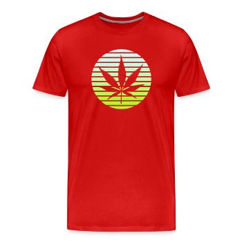 Cannabis Hanfblatt Retro Sunset Vintage Stil - Männer Premium Bio T-Shirt - Rot - Vorne - Damien (186cm)
