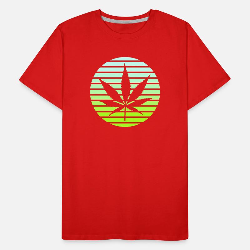 Cannabis Hemp Leaf Style Rétro Sunset Vintage T-shirt bio Premium Homme