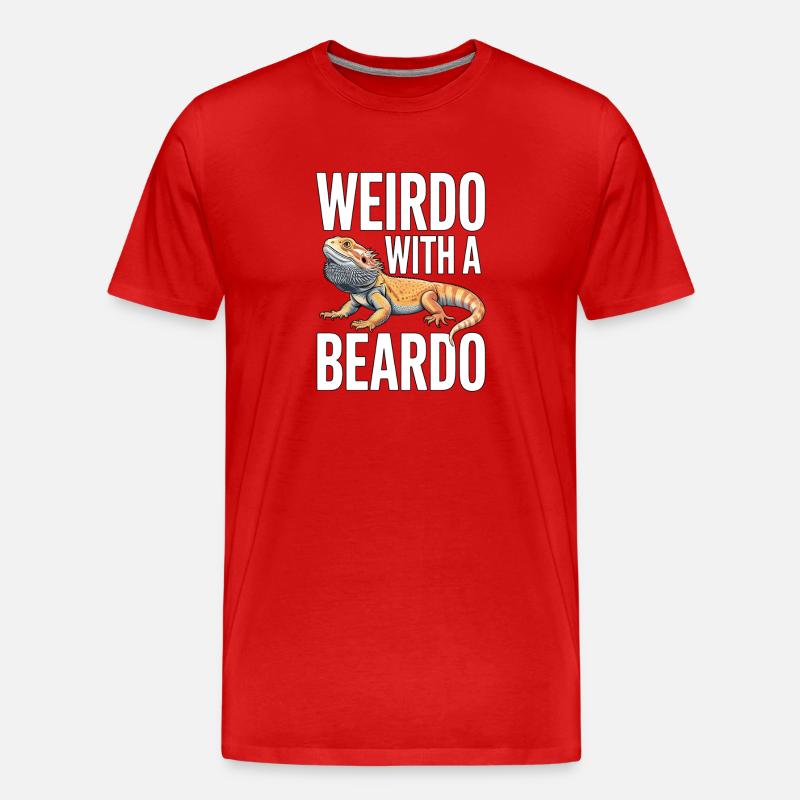 Weirdo mit Bartkind - Männer Premium Bio T-Shirt - Rot