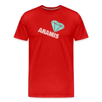 Aramis als Edel - Männer Premium Bio T-Shirt - Rot - Vorne - Damien (186cm)