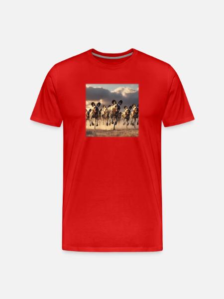 Hyenas Group Wildlife Savannah - Men's Premium Organic T-Shirt - red