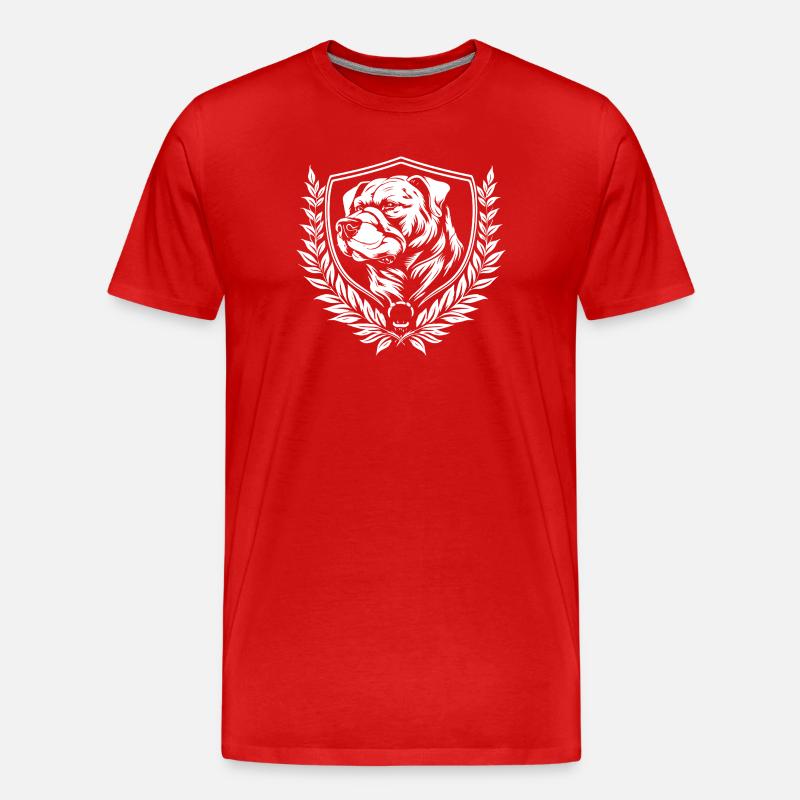 Bulldog Wappen Emblem - Männer Premium Bio T-Shirt - Rot