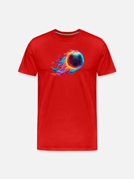 Fiery Football - Soccer Ball Fire - Men's Premium Organic T-Shirt - red