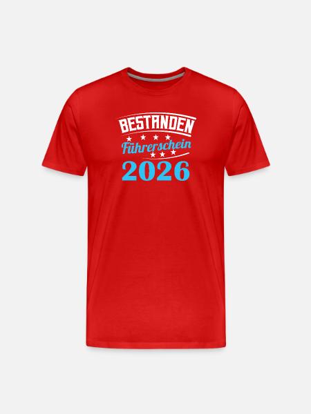 Führerschein 2026 Fahrprüfung Führerscheinprüfung - Männer Premium Bio T-Shirt - Rot