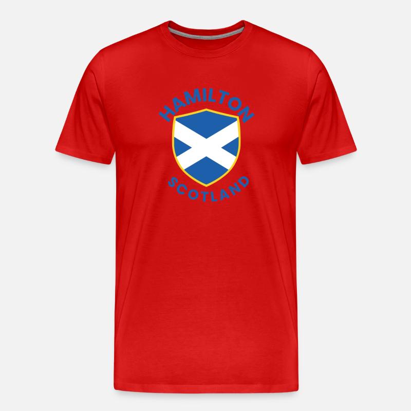Schottischer Schild mit Saltire Hamilton - Männer Premium Bio T-Shirt - Rot