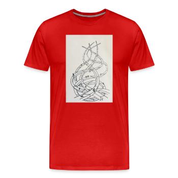 Loop labyrinth of paths - Men's Premium Organic T-Shirt - red - Front - Damien (186cm)
