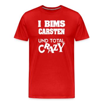 First name Carsten - Men's Premium Organic T-Shirt - red - Front - Damien (186cm)