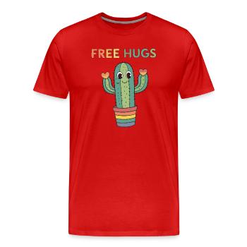 Cactus Rainbow Cuddles - Men's Premium Organic T-Shirt - red - Front - Damien (186cm)