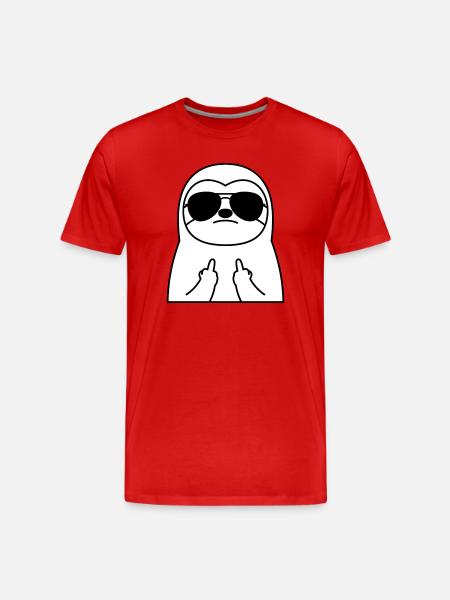 Sloth with sunglasses and middle finger - Men's Premium Organic T-Shirt - red