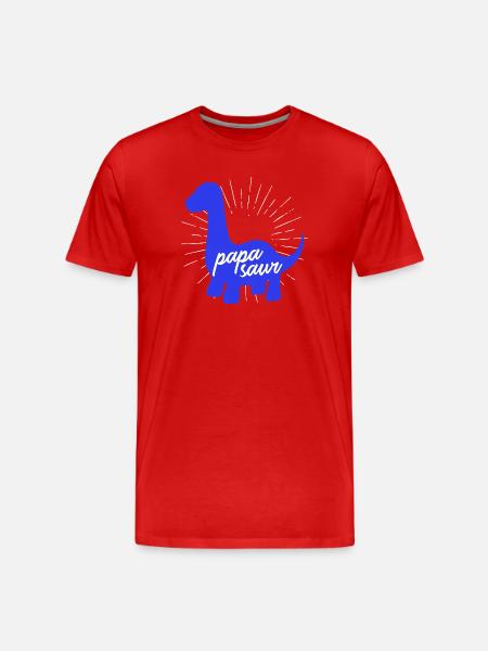 Papasaur T-Rex Dinosaure Paternité Daddysaure - T-shirt bio Premium Homme - rouge
